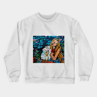 Adonis maltese and the blond girl Crewneck Sweatshirt